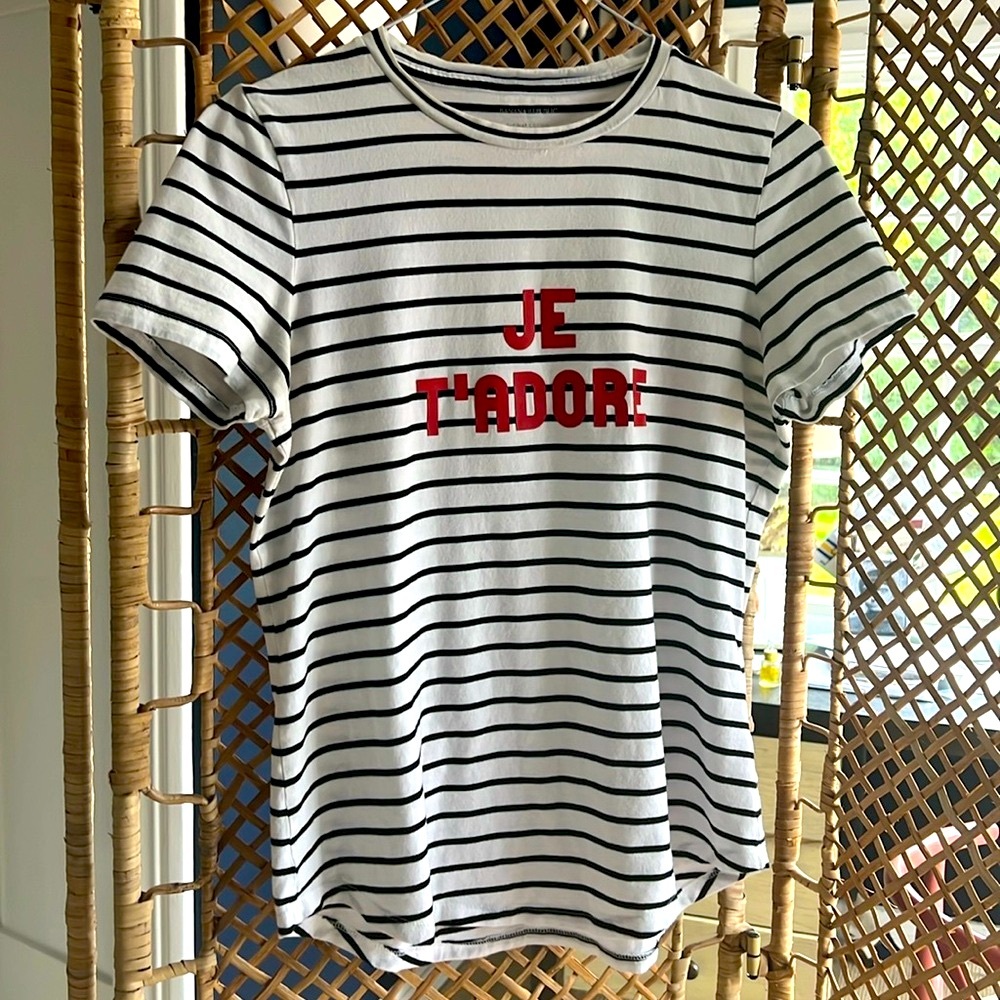 Banana Republic 'Je T'Adore' Supima Cotton Striped Cap Sleeve T-shirt | Small